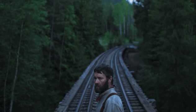 Still from Train Dreams film